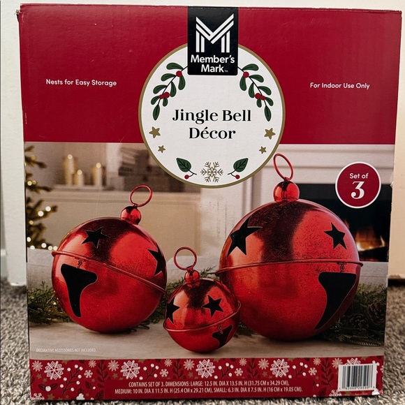Member's Mark Jingle Bell Décor, Set of 3 - Picture 1 of 7